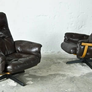 Para skórzanych foteli GÖTE MÖBLER lata 60