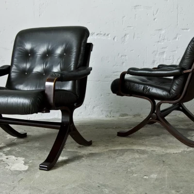 Duńskie fotele skórzane vintage lata 70