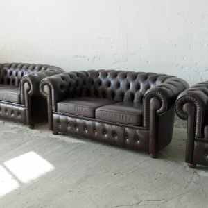 Skórzany zestaw wypoczynkowy chesterfield KLER