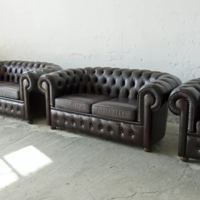 Skórzany zestaw wypoczynkowy chesterfield KLER