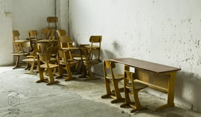 Meble szkolne Carl Sasse CASALA biurka krzesła lata 60/70