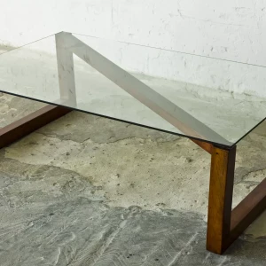 Inkrustowany stolik kawowy z drewna tekowego - lata 60