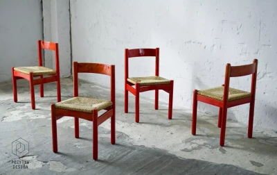 CZERWONE KRZESŁA - CARIMATE - VICO MAGISTRETTI - LATA 60.