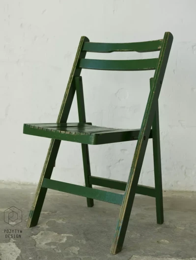 SKŁADANE ZIELONE KRZESŁO-VINTAGE