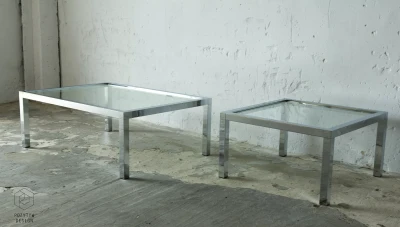 CHROMOWANY STOLIK KAWOWY - DESIGN LATA 70.