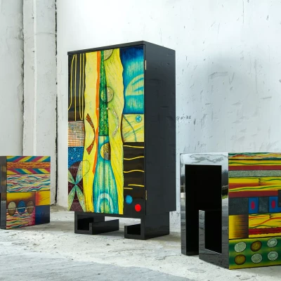 ZESTAW RĘCZNIE MALOWANYCH MEBLI - ILLUSIONS - AICO FURNITUR - MICHAEL AMINI