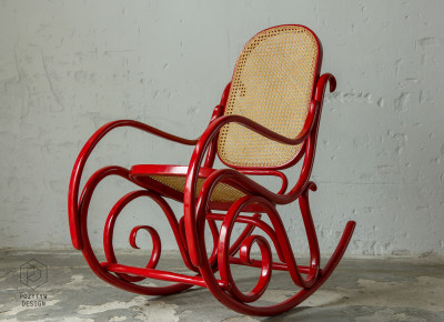 FOTEL BUJANY CZERWONY - RATTANOWY - THONET