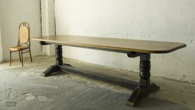 DUŻY DĘBOWY STÓŁ RUSTYKALNY - JADALNIANY - VINTAGE