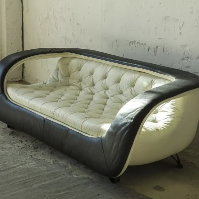 DESIGNERSKA SKÓRZANA SOFA VINTAGE - LATA 80